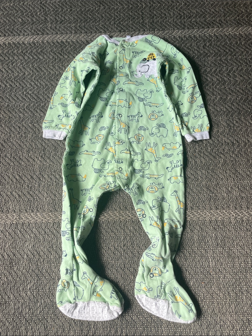 Green Animal-Print Footed One-Piece Pajama